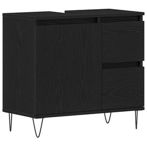 vidaXL Meuble de Lavabo de Salle de Bain Ch&ecirc;ne noir 65 x 33 x 60 cm