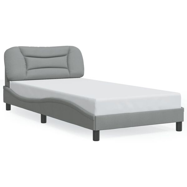 vidaXL Cadre de lit avec LED sans matelas Hvar gris clair 100x200 cm tissu