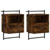 vidaXL Table de chevet murale 2 pcs ch&ecirc;ne fum&eacute; 40x30x61 cm