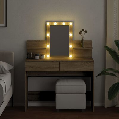 vidaXL Coiffeuse avec LED chêne sonoma 100x40x130 cm