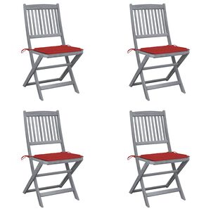 vidaXL Chaises pliables d'ext&eacute;rieur lot de 4 et coussins Bois d'acacia