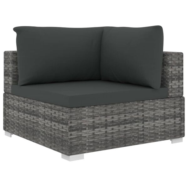 vidaXL Salon de jardin 6 pcs avec coussins résine tressée gris