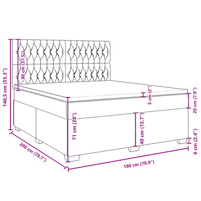 vidaXL Sommier à lattes de lit et matelas Gris clair 180x200cm Velours