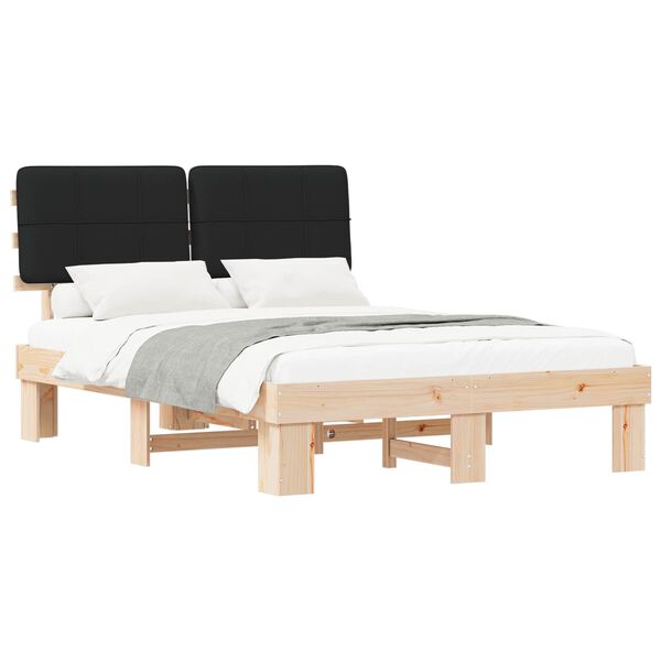 vidaXL Cadre de lit avec t&ecirc;te de lit rembourr&eacute;e Noir 135 x 190 cm