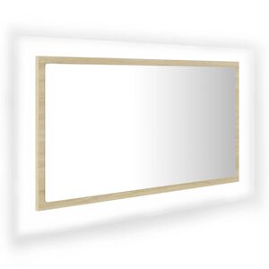 vidaXL Miroir LED de salle de bain Chêne sonoma 80x8,5x37 cm Acrylique