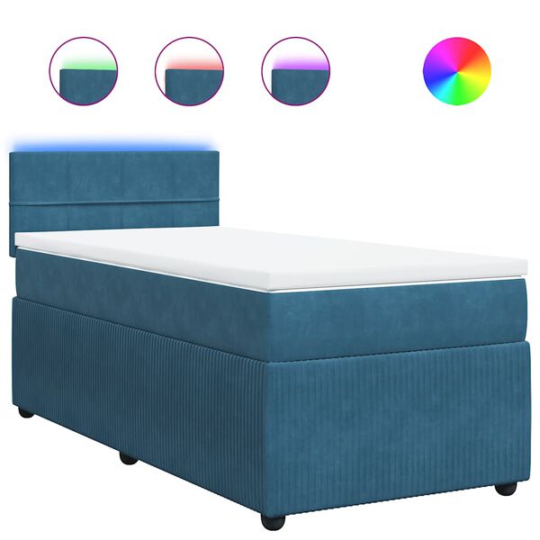 vidaXL Sommier &agrave; lattes de lit avec matelas bleu 80x200 cm velours