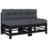 vidaXL Canap&eacute;s centraux avec coussins 2 pcs noir bois de pin massif