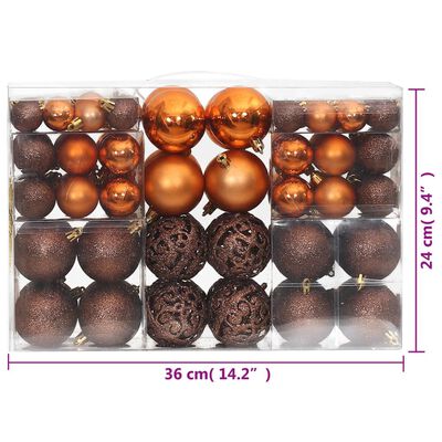 vidaXL Boules de Noël 100 pcs marron 3 / 4 / 6 cm
