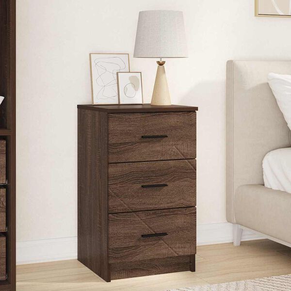 vidaXL Cabinet de chevet avec tiroir Ch&ecirc;ne marron 38 x 38 x 66 cm