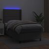 vidaXL Sommier &agrave; lattes de lit matelas LED Gris 90x190 cm Similicuir