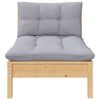 vidaXL Salon de jardin 3 pcs avec coussins gris Bois de pin massif