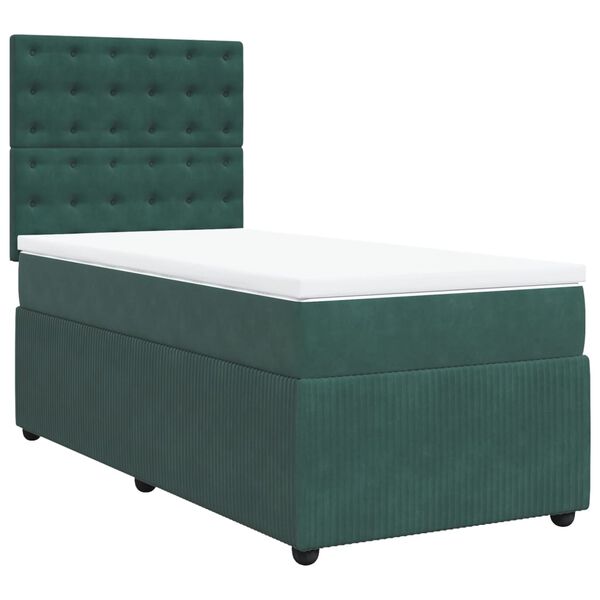 vidaXL Sommier &agrave; lattes de lit avec matelas Vert fonc&eacute; 90x200 cm