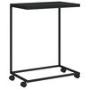 vidaXL Table d'appoint avec roues noir 55x35x70 cm bois d'ing&eacute;nierie