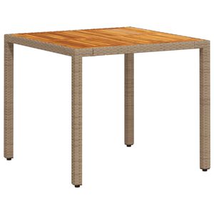 vidaXL Table de jardin beige 90x90x75 cm r&eacute;sine tress&eacute;e et bois acacia
