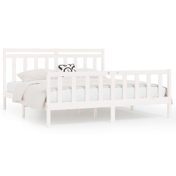 vidaXL Cadre de lit sans matelas blanc bois massif de pin 200x200 cm