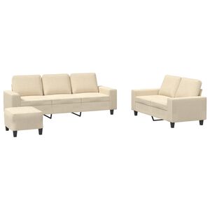 vidaXL Ensemble de canap&eacute;s 3 pcs cr&egrave;me tissu