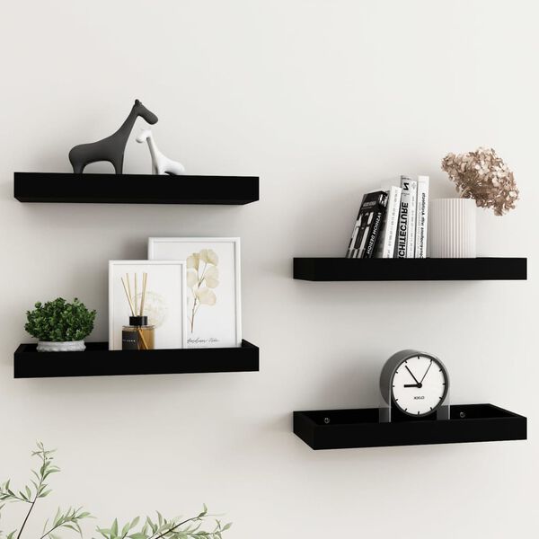 vidaXL &Eacute;tag&egrave;res murales Loggia 4 pcs Noir 40x15x4 cm MDF