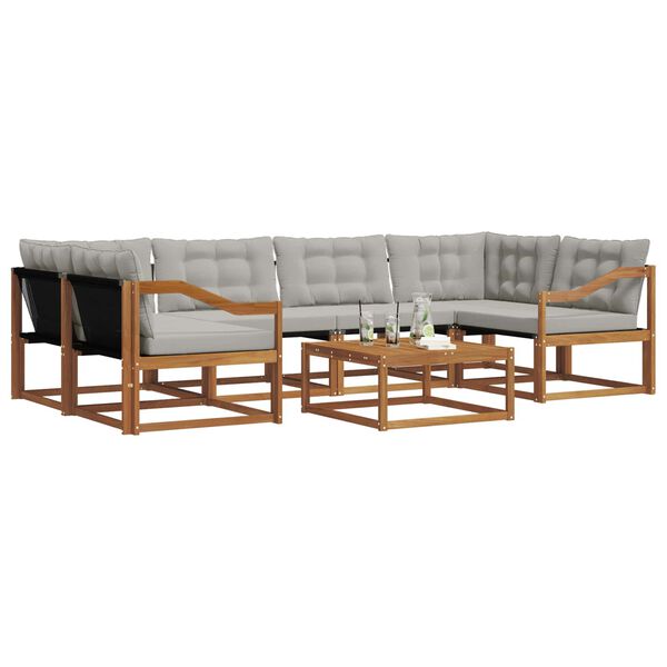 vidaXL Ensemble de canap&eacute;s d'ext&eacute;rieur 7 pcs Gris Naturel et Clair