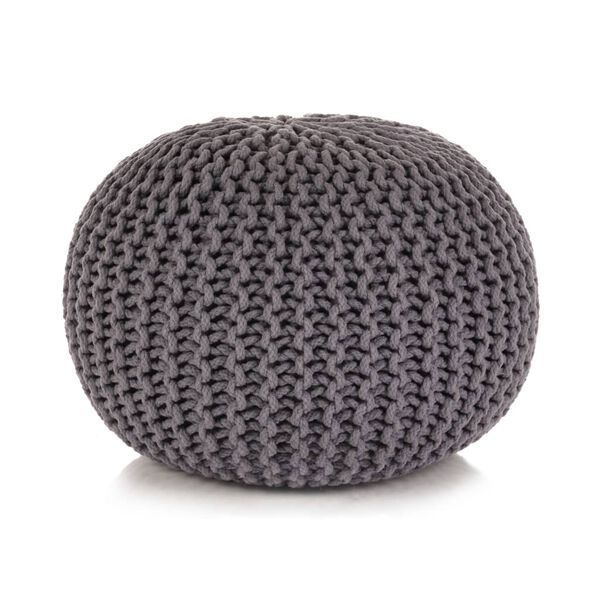 vidaXL Pouf tricot&eacute; &agrave; la main Coton 50 x 35 cm Gris