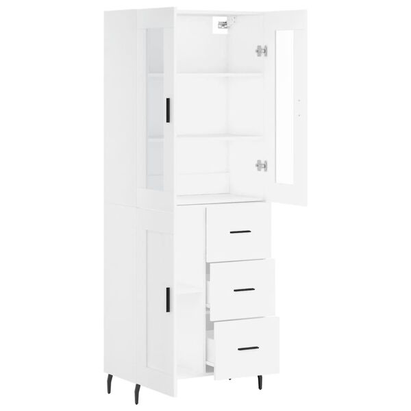 vidaXL Buffet haut Blanc 69,5x34x180 cm Bois d'ing&eacute;nierie