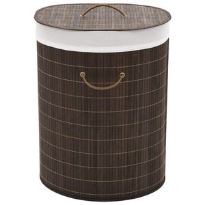 vidaXL Panier &agrave; linge ovale Bambou Marron fonc&eacute;
