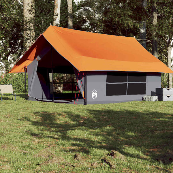 vidaXL Tente de camping 5 personnes gris et orange imperm&eacute;able