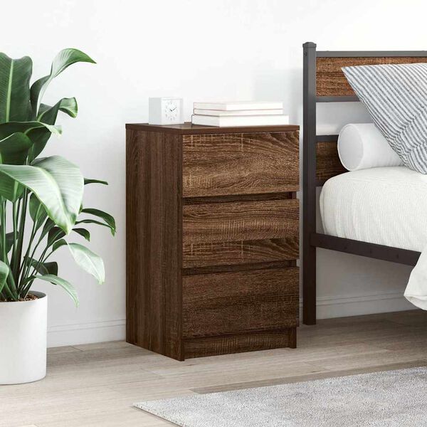 vidaXL Table de chevet avec 3 tiroirs ch&ecirc;ne marron 39x35x65 cm