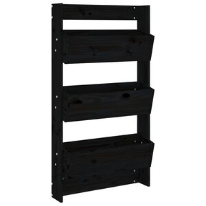 vidaXL Jardini&egrave;re murale 3 niveaux 60x18,5x110 cm noir bois pin massif