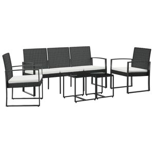 vidaXL Ensemble &agrave; manger de jardin avec coussins 5 pcs noir rotin PP