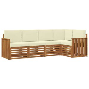 vidaXL Ensemble de canap&eacute; d'angle avec coussin 5 pcs Naturel et Cr&egrave;me