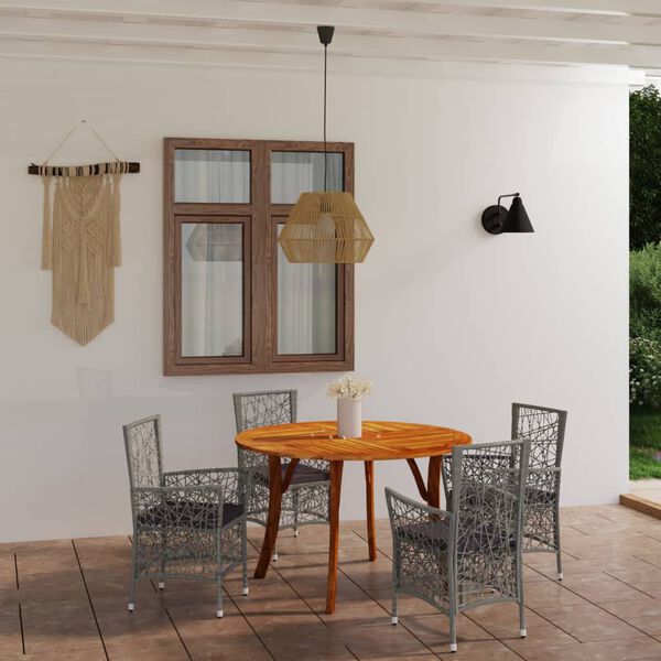 vidaXL Ensemble &agrave; manger de jardin 5 pcs Gris