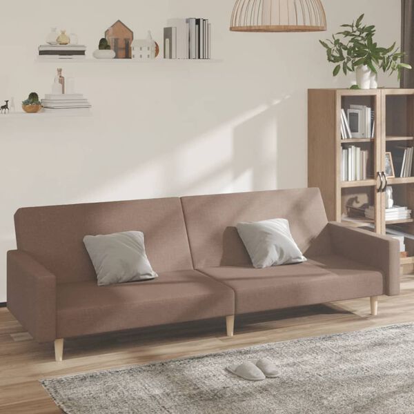vidaXL Canap&eacute;-lit &agrave; 2 places Taupe Tissu
