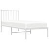 vidaXL Cadre de lit m&eacute;tal sans matelas avec t&ecirc;te de lit blanc 75x190cm