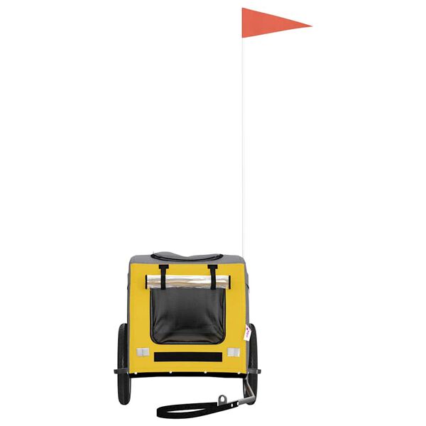 vidaXL Remorque de v&eacute;lo pour animaux de compagnie jaune et gris