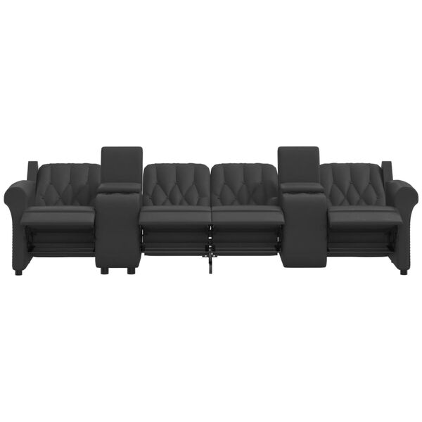 vidaXL Fauteuil inclinable porte-gobelets 4 places noir similicuir