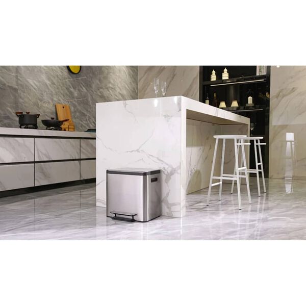 EKO Poubelle &agrave; p&eacute;dale EcoCasa 30 L Argent&eacute; mat