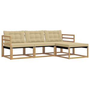 vidaXL Ensemble de canap&eacute;s d'ext&eacute;rieur 4 pcs Blanc et Beige