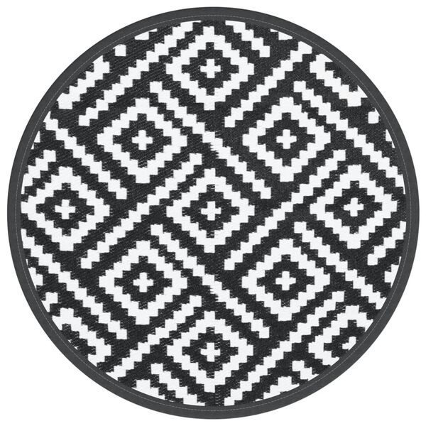 vidaXL Tapis d'ext&eacute;rieur ARAKIL blanc et noir &Oslash;160 cm PP