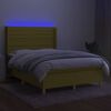 vidaXL Sommier &agrave; lattes de lit matelas et LED Vert 140x190 cm Tissu