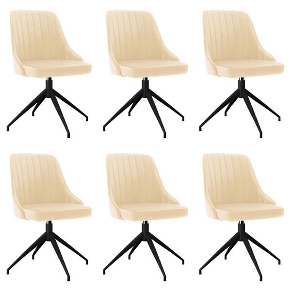 vidaXL Chaises &agrave; manger lot de 6 cr&egrave;me velours