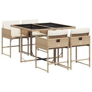 vidaXL Ensemble &agrave; manger de jardin avec coussins 5pcs Beige poly rotin