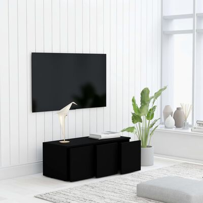 vidaXL Meuble TV Noir 80x34x30 cm Aggloméré