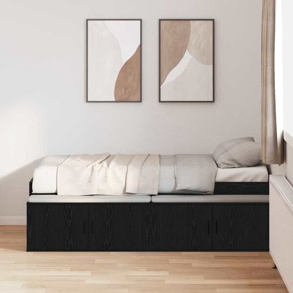 vidaXL Cadre de lit Ch&ecirc;ne noir 80 x 200 cm Bois d'ing&eacute;nierie