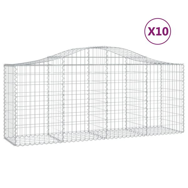 vidaXL Paniers à gabions arqués 10 pcs 200x50x80/100 cm Fer galvanisé