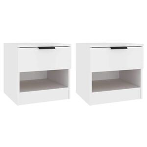 vidaXL Tables de chevet 2 pcs Blanc Bois d'ing&eacute;nierie