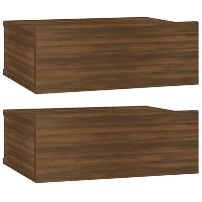 vidaXL Tables de chevet flottantes 2 pcs Chêne marron 40x30x15 cm