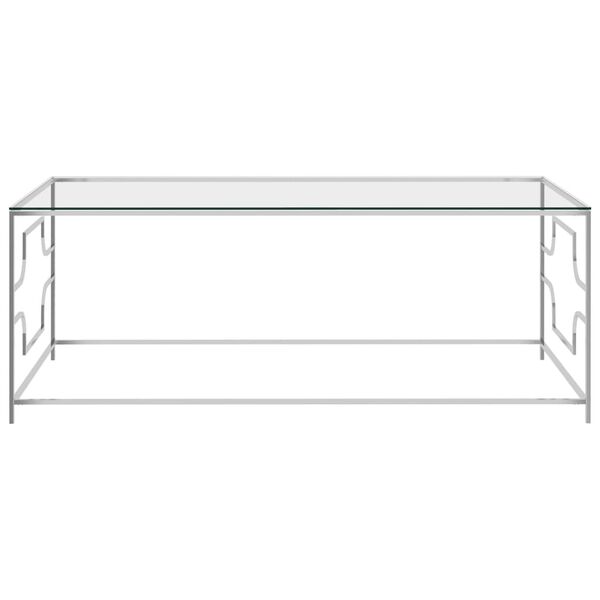 vidaXL Table basse Argent&eacute; 120x60x45 cm Acier inoxydable et verre
