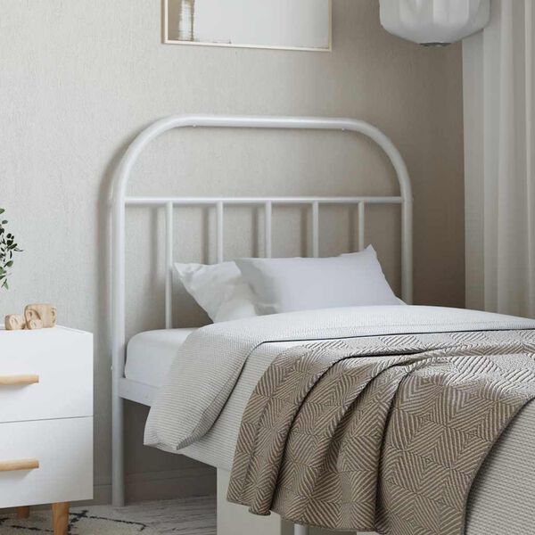 vidaXL T&ecirc;te de lit m&eacute;tal blanc 90 cm