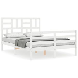 vidaXL Cadre de lit sans matelas blanc bois massif