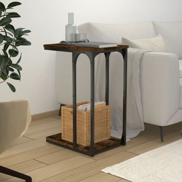 vidaXL Table d'appoint Ch&ecirc;ne fum&eacute; 40x30x60 cm Bois d'ing&eacute;nierie
